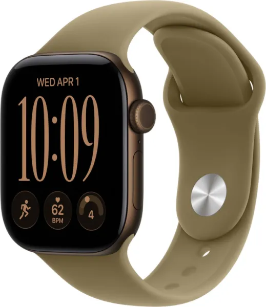 Apple Watch Series 12 46mm Aluminum Dark Bronze Case Olive Sport Band S/M
