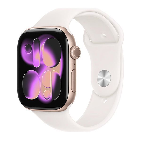 Apple Watch Series 11 46mm Aluminum Rose Gold Case Light Blush Sport Band S/M